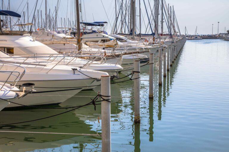 Yachts moored at the marina