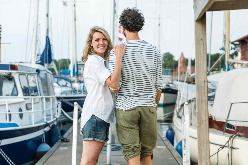 Couple at a marina for the weekend