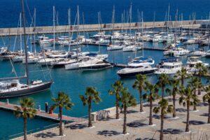 Marina full of moored boats